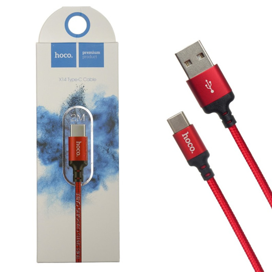 Кабель Hoco X14 Times Speed USB-Type-C 1м красный