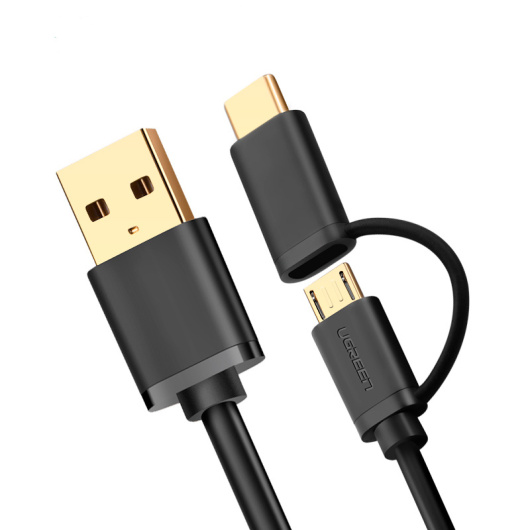 Кабель USB-Micro USB/Type-C 100 см  Черный