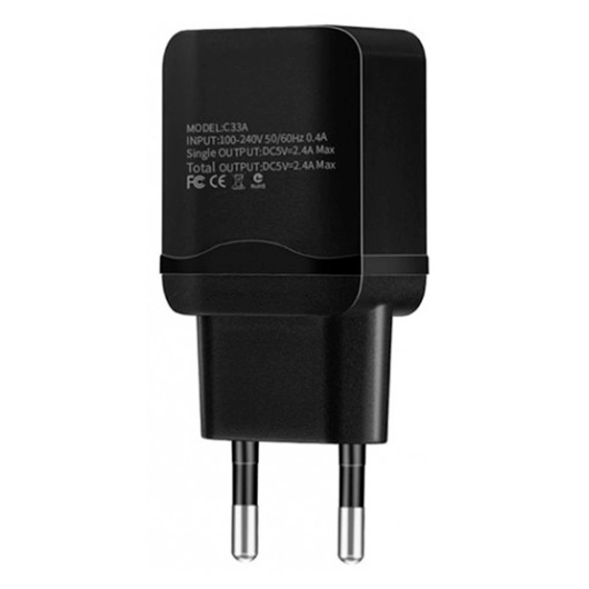 Сетевое зарядное устройство Hoco C33A 2.4A 2USB Charger черное