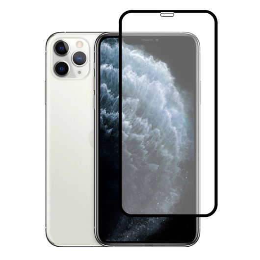 Защитное стекло 5D с олеофобным покрытием для Apple Iphone 11 Черное 