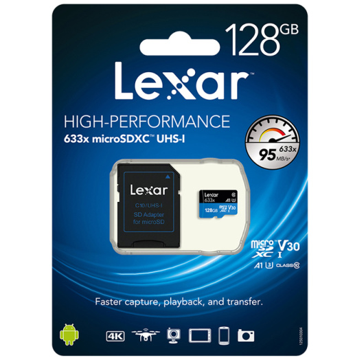 Карта памяти Lexar 128GB Class10 USH-I 633х + SD адаптер
